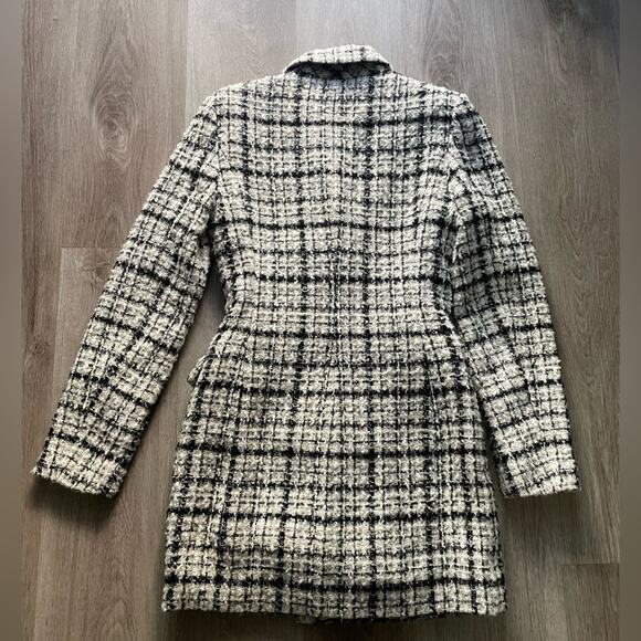 ronny kobo lily black & white tweed double brested blazer coat dress size small - Picture 2 of 5